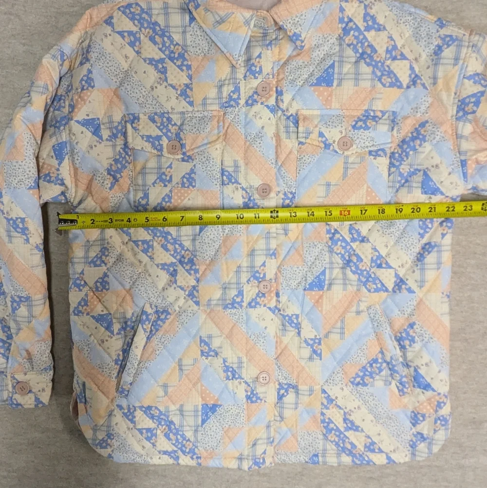 Forever 21 Pastel Quilted Puffer Jacket Oversized Spring Floral Barn Quilt Sz S - Picture 4 of 9